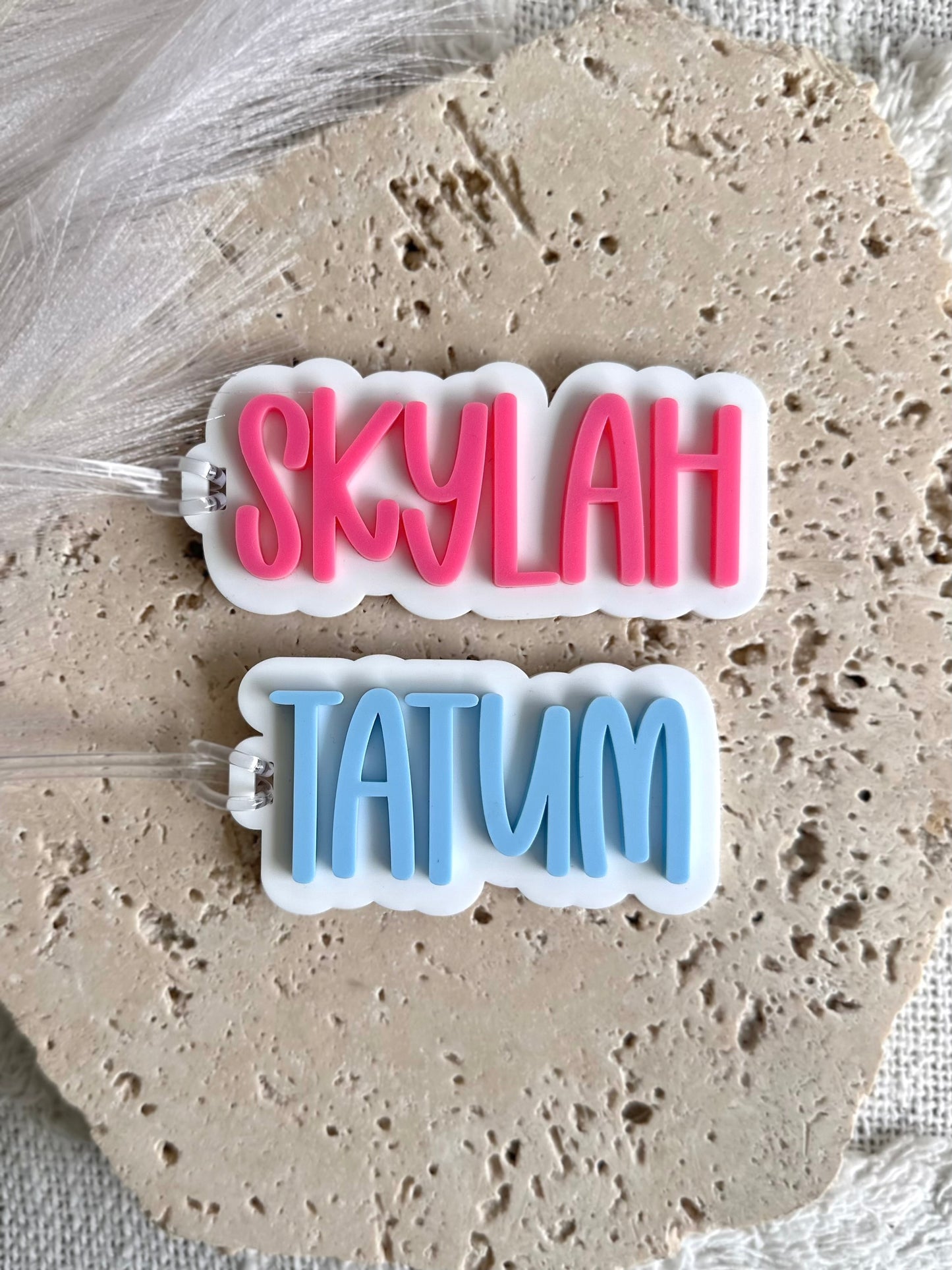 DOUBLE Layer Name Personalised Acrylic Bag Tag