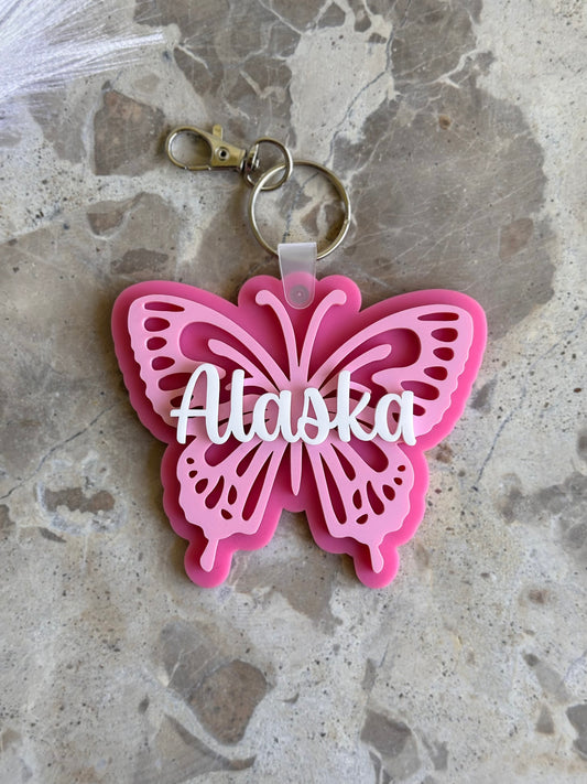 BUTTERFLY Personalised Acrylic Bag Tag