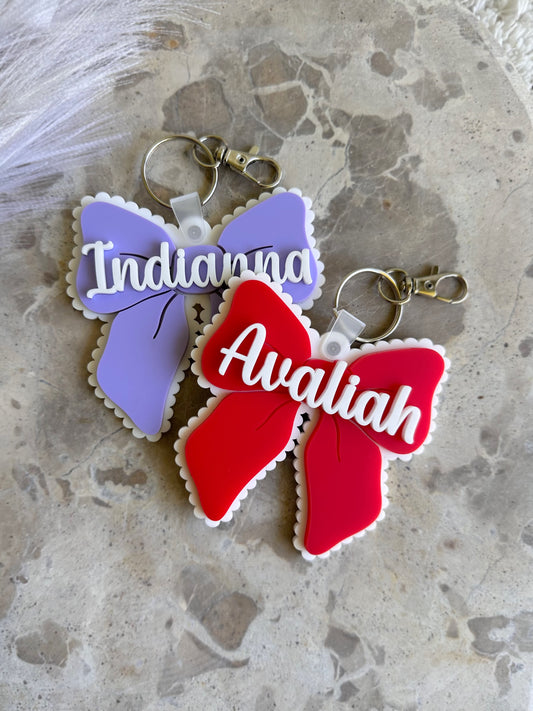 SCALLOPED BOW Personalised Acrylic Bag Tag