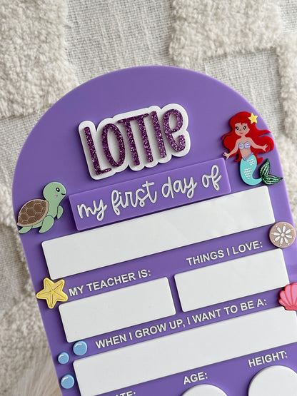 MERMAID & TURTLE Personalised First / Last Day Of School Board
