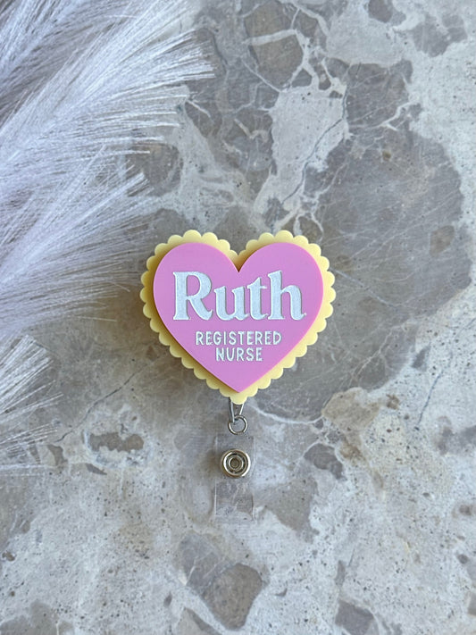 HEART Personalised Acrylic Badge Reel
