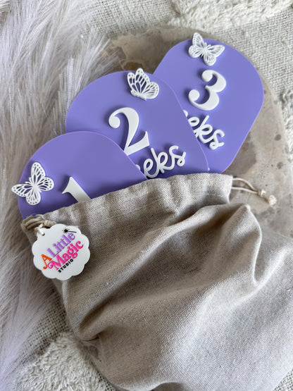Butterfly Personalised Acrylic Baby's First Year Milestone Plaque Set
