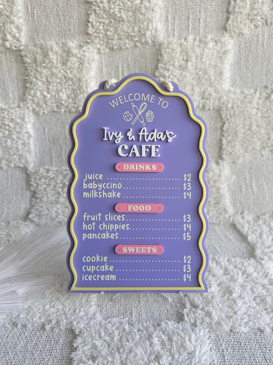 WAVY Personalised Acrylic Cubby Play Cafe Menu Sign