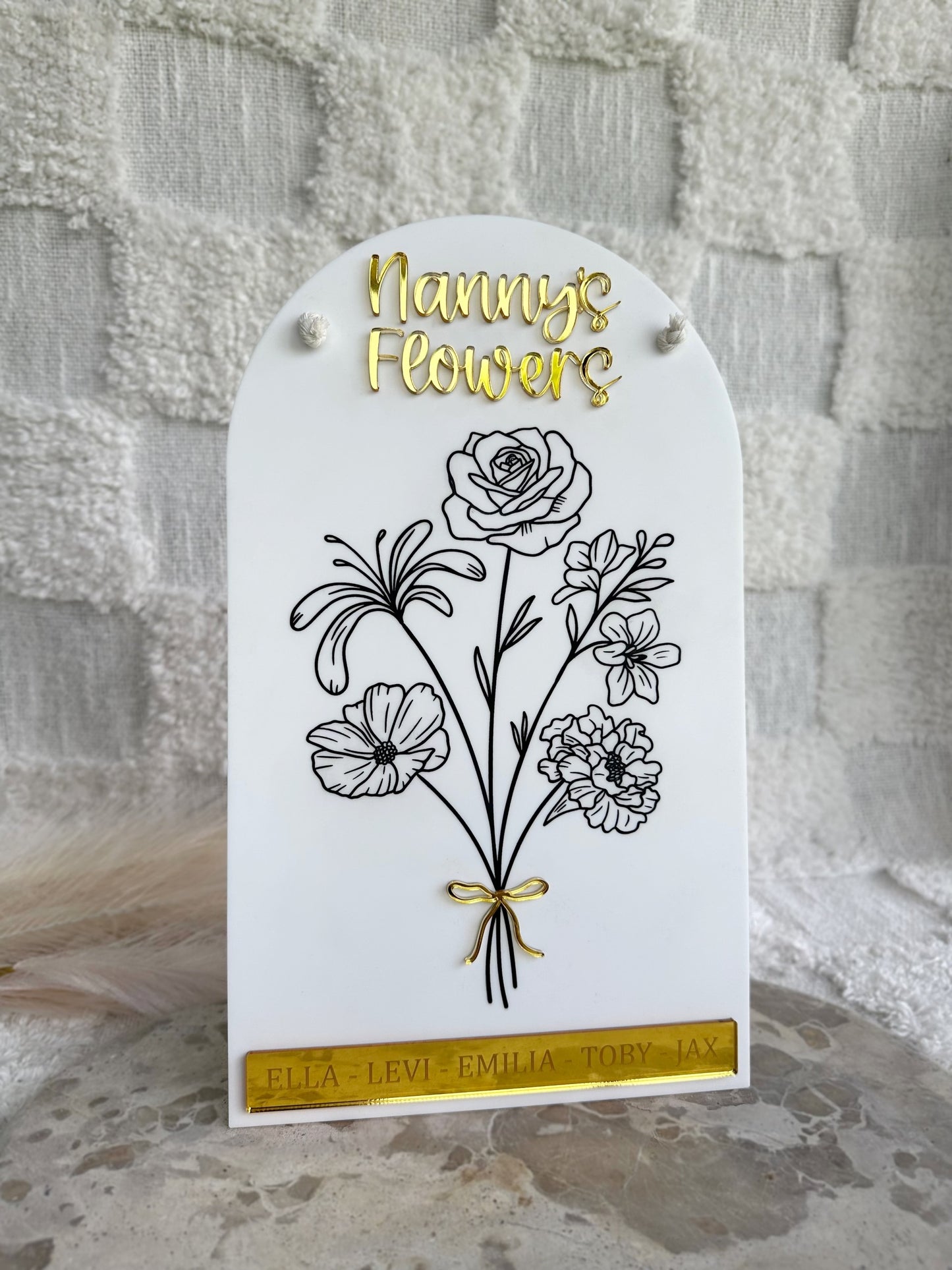 Personalised Birth Flower Bouquet Gift Plaque