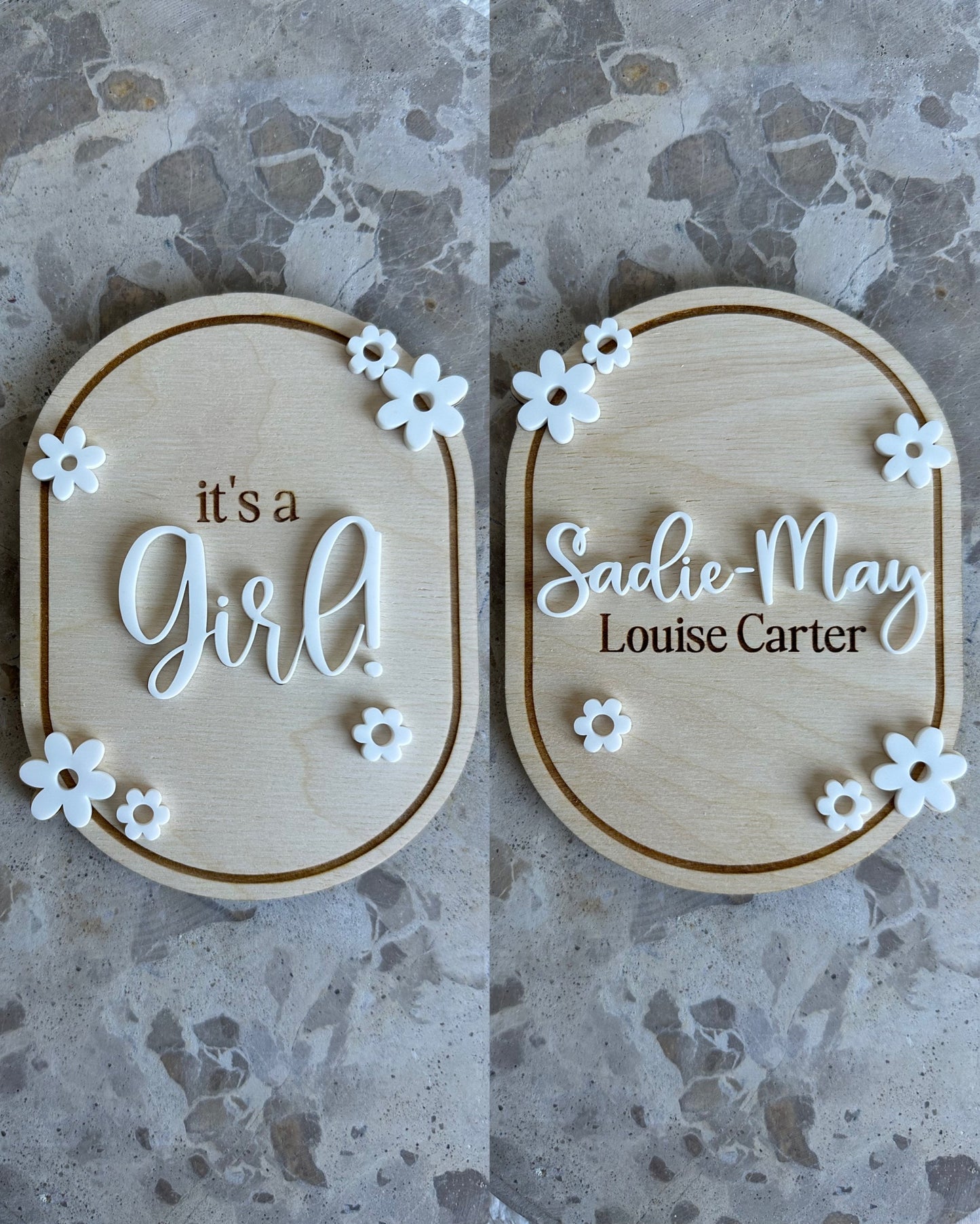 It's a Boy/Girl & Name Double Sided Announcement Plaque