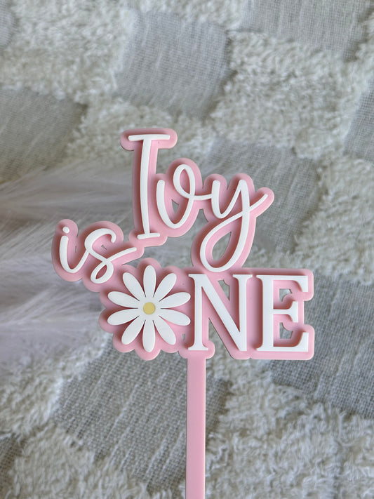 DAISY Flower Personalised First Birthday Cake Topper