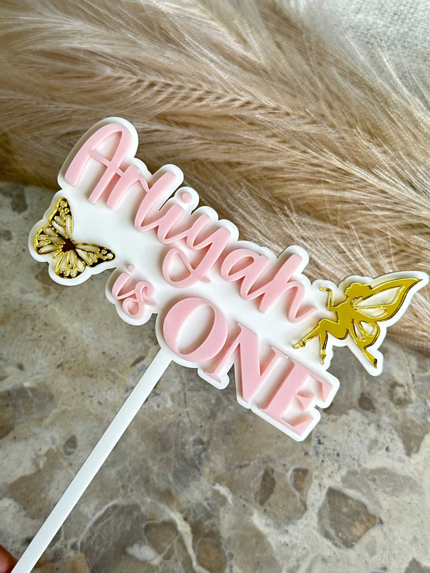 MAGICAL FAIRY & BUTTERFLY Personalised Birthday Cake Topper
