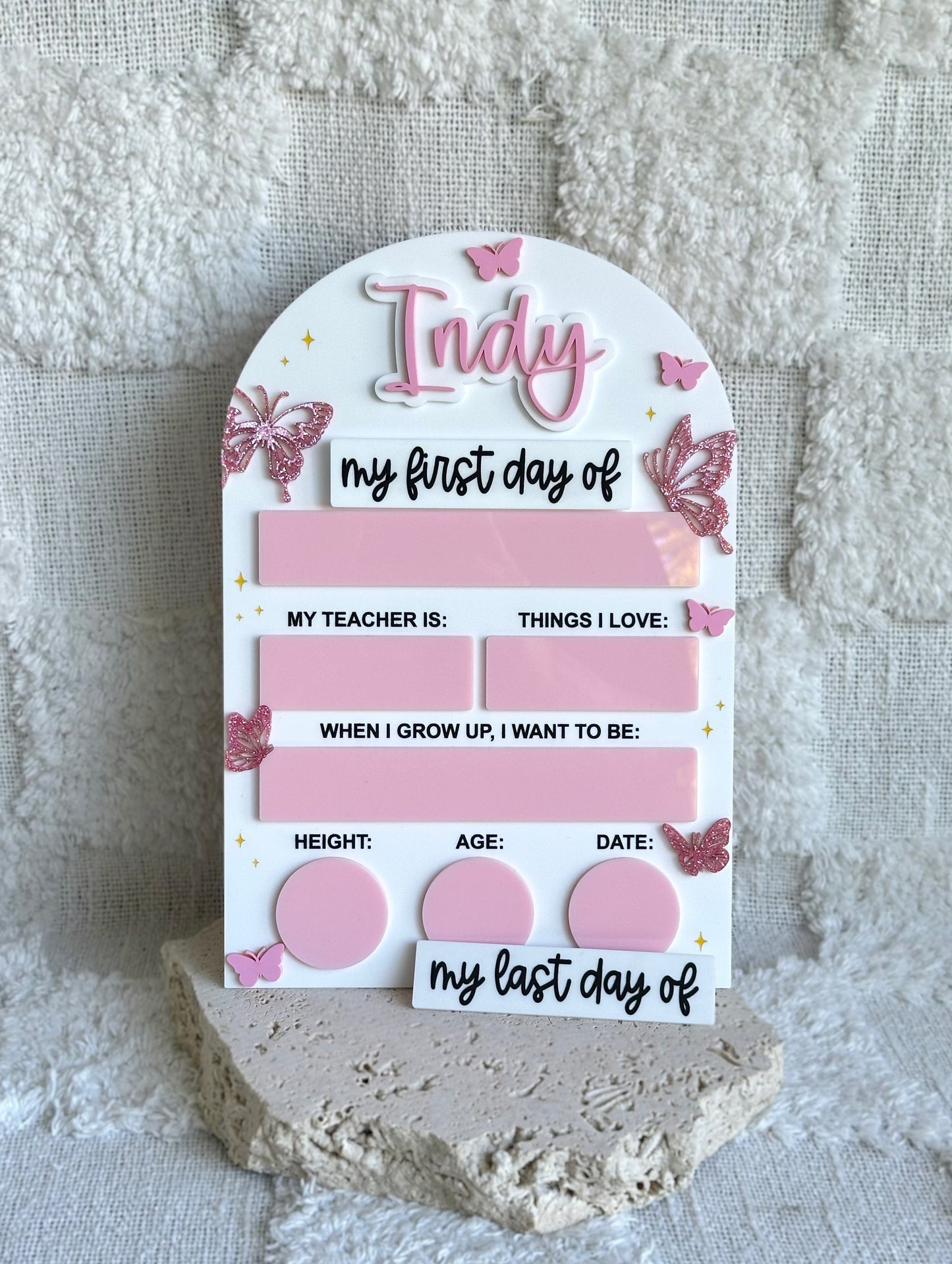 BUTTERFLY Personalised First / Last Day Of School Board