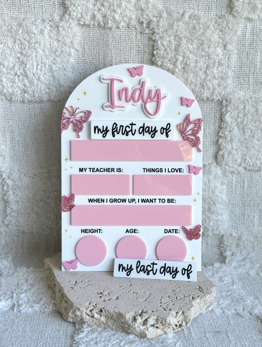 BUTTERFLY Personalised First / Last Day Of School Board