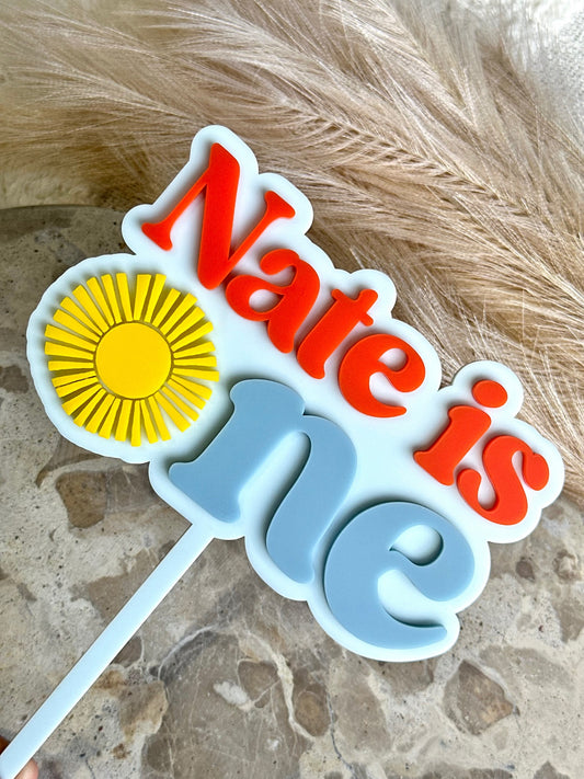 RETRO SUN Personalised Birthday Cake Topper