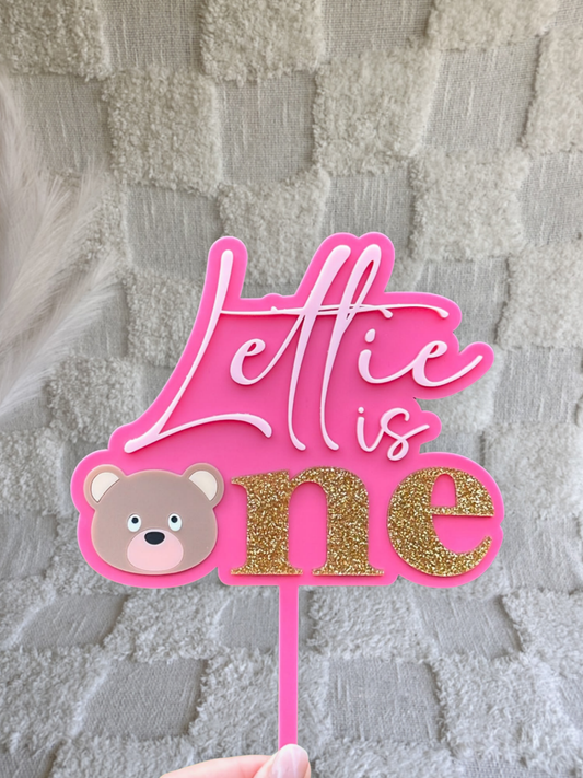 BEARY FIRST Bear Personalised Birthday Cake Topper