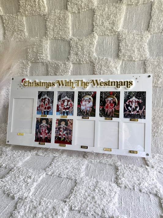 Personalised Family Christmas Photo Board With Moveable Year Tiles