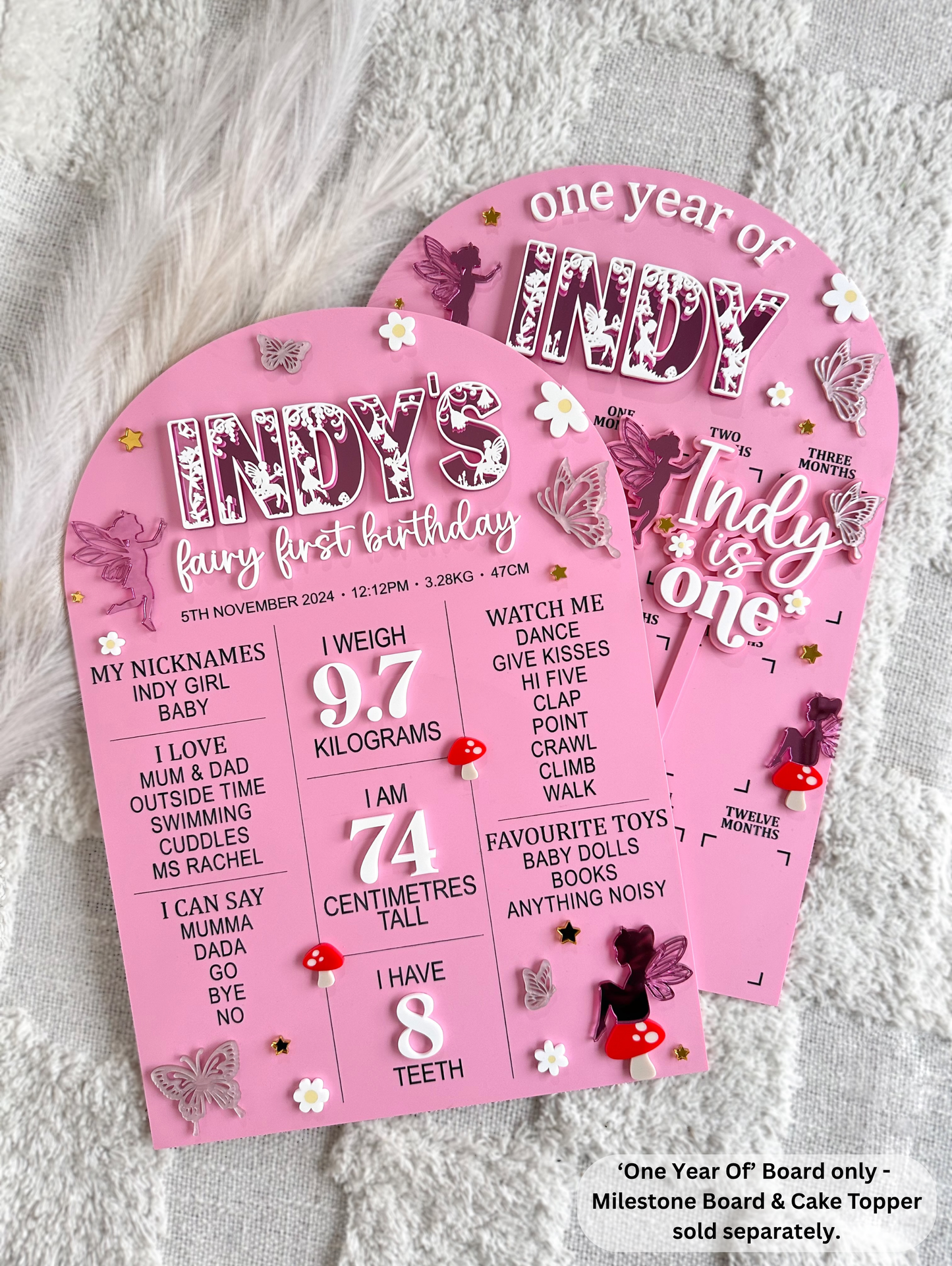 FAIRY Personalised 'One Year Of' First Birthday Photo Milestone Board